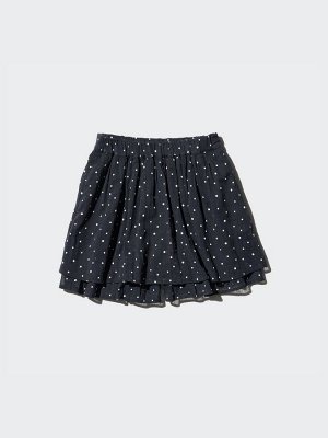 UNIQLO - хлопковая юбка-шорты в горошек с объемными сборками - 09 BLACK