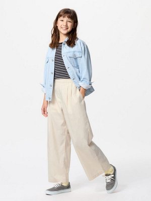 UNIQLO - широкие брюки на резинке для девочек - 30 NATURAL