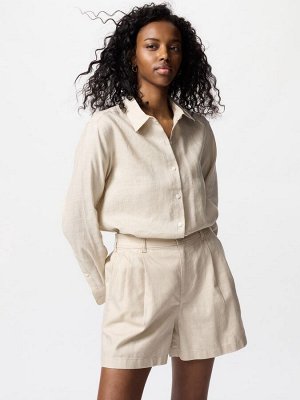 UNIQLO - свободные шорты из смеси льна и хлопка - 31 BEIGE