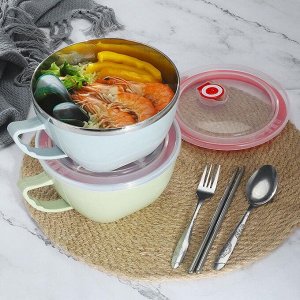 Миска из нержавеющей стали с герметичной крышкой, 1 шт., 15,5 х 8,5 см.