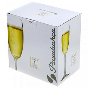 "Энотека (Enoteca)" Бокал стеклянный 175мл, д5см, h22,6см, для шампанского, набор 6шт, цветная коробка, Pasabahce (Россия)