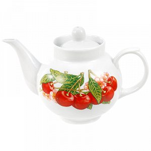 Чайник заварочный фарфоровый "Вишня" 700мл, форма "Рубин" (Россия)