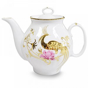 Сервиз чайный фарфоровый "Жар-птица" 15 предметов на 6 персон, форма "Белый лебедь" (Россия)