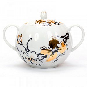 Сервиз чайный фарфоровый "Сакура" 15 предметов на 6 персон, форма "Тюльпан", ручная роспись (Россия)