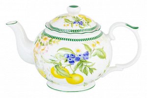 Чайник 1.1 л с рисунком "Лимоны", NEW BONE CHINA, размеры 24x14x15 см
