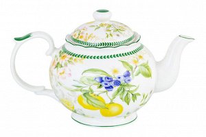 Чайник 1.1 л с рисунком "Лимоны", NEW BONE CHINA, размеры 24x14x15 см