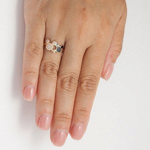 Позолоченное кольцо "Микки" с бесцветными фианитами - 1135 - п