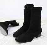 Полусапожки из эко.замши,чёрный
