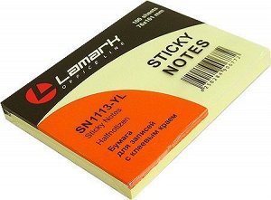 Липкий блок 76х101мм 100л желтый пастель LAMARK SN1113-YL
