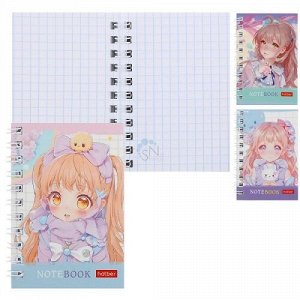 Записная книжка А7 40л клетка на гребне Милашки_аниме 40ЗК7В1гр