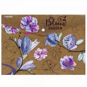 Папка-конверт на кнопке А4 (330x235мм) 180мкм deVENTE Bloom Garden сиреневые цветы 3071205