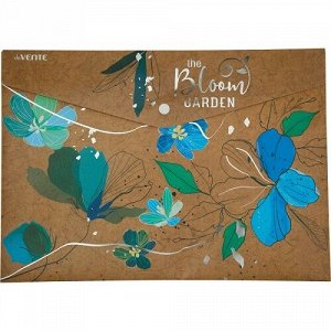 Папка-конверт на кнопке А4 (330x235мм) 180мкм deVENTE Bloom Garden бирюзовые цветы 3071204