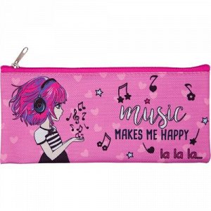 Пенал Attomex Music Girl 21x9x1см плоский текстиль 7024324