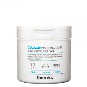 Farm stay Collagen Water Full Moist Toning Peeling Pad Очищающие пилинг-диски с коллагеном 150 мл