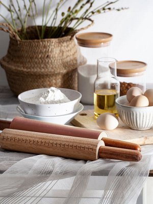 "Cook Charmy" Rose Скалка силиконовая 44,5см c деревянными ручками