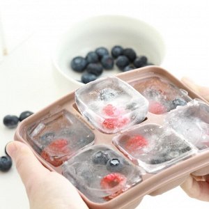 Форма для льда "Ice cube" 4 ячейки, 15х13,3х4см, цв.пыльная роза