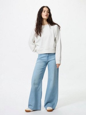 UNIQLO x Princesse Tam Tam - хлопковый свитшот в мелкий рубчик - 08 DARKGRAY