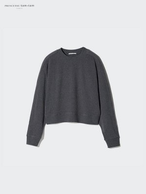 UNIQLO x Princesse Tam Tam - хлопковый свитшот в мелкий рубчик - 08 DARKGRAY