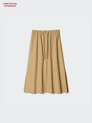 UNIQLO x Comptoir des Cotonniers - хлопковая длинная юбка - 33 KHAKI