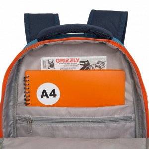 Рюкзак школьный GRIZZLY с карманом для ноутбука 13", анатомической спинкой, для мальчика