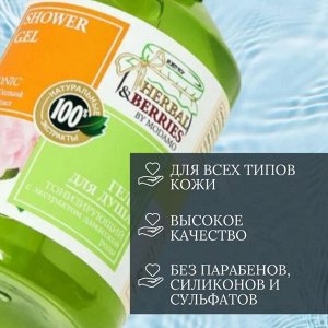 HERBAL & BERRIES Гель для душа ТОНИЗИРУЮЩИЙ с ЭКСТРАКТОМ ДАМАССКОЙ РОЗЫ 500мл