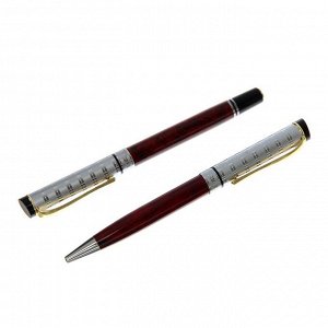 Ручки подарочные Calligrata "Престиж" 2 штуки: капиллярная, шариковая поворотная, в кожзам футляре, мрамор