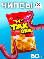 Чипсы Nongshim Тако чипс со вкусом осьминога 60г Ю.Корея. (Nongshim TAKO CHIPS)