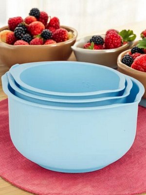 НАБОР ЧАШ 3 ШТ. С МЕРНОЙ ШКАЛОЙ И СЛИВОМ (2л, 2,75л, 3,75л) 250*230*135 (голубой)