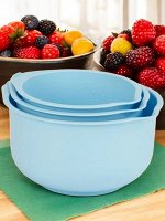 НАБОР ЧАШ 3 ШТ. С МЕРНОЙ ШКАЛОЙ И СЛИВОМ (2л, 2,75л, 3,75л) 250*230*135 (голубой)
