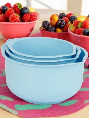 НАБОР ЧАШ 3 ШТ. С МЕРНОЙ ШКАЛОЙ И СЛИВОМ (2л, 2,75л, 3,75л) 250*230*135 (голубой)
