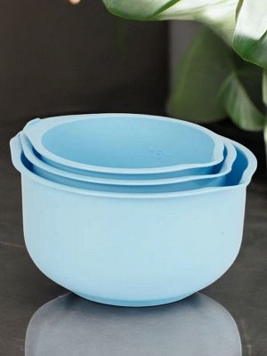 НАБОР ЧАШ 3 ШТ. С МЕРНОЙ ШКАЛОЙ И СЛИВОМ (2л, 2,75л, 3,75л) 250*230*135 (голубой)