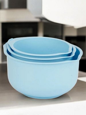 НАБОР ЧАШ 3 ШТ. С МЕРНОЙ ШКАЛОЙ И СЛИВОМ (2л, 2,75л, 3,75л) 250*230*135 (голубой)