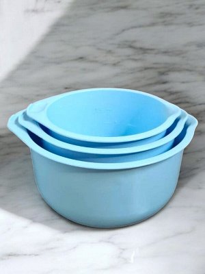 НАБОР ЧАШ 3 ШТ. С МЕРНОЙ ШКАЛОЙ И СЛИВОМ (2л, 2,75л, 3,75л) 250*230*135 (голубой)