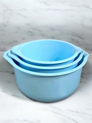 НАБОР ЧАШ 3 ШТ. С МЕРНОЙ ШКАЛОЙ И СЛИВОМ (2л, 2,75л, 3,75л) 250*230*135 (голубой)