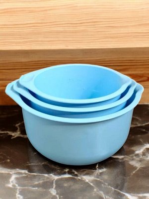 НАБОР ЧАШ 3 ШТ. С МЕРНОЙ ШКАЛОЙ И СЛИВОМ (2л, 2,75л, 3,75л) 250*230*135 (голубой)