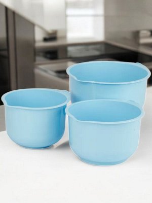НАБОР ЧАШ 3 ШТ. С МЕРНОЙ ШКАЛОЙ И СЛИВОМ (2л, 2,75л, 3,75л) 250*230*135 (голубой)