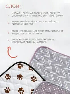 Акция! Многоразовая впитывающая пеленка для животных (принт звезды), 40*60 см