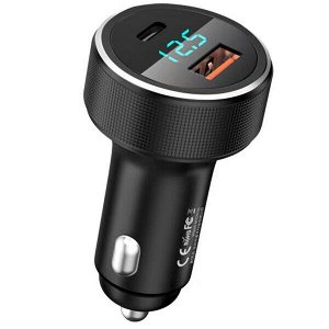 Зарядное устройство в прикуриватель Remax Salo Car Charger, 12/24В, 1xUSB (5В/3А–12В/1.5А), 1xUSB Type-C (5В/3А–12В/3А), 58.5Вт, с функциями Power Delivery и Quick Charge, арт. RCC215