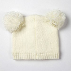 Комплект детский (шапка, шарф) MINAKU "Мордашка", вид 1, размер 52-54, цвет белый/чёрный