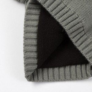 Комплект детский (шапка, шарф) MINAKU "Мордашка", вид 1, размер 52-54, цвет серый/чёрный