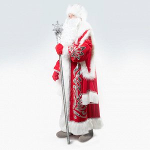 Карнавальный костюм «Дед Мороз королевский», аппликация серебристая, р. 48-50