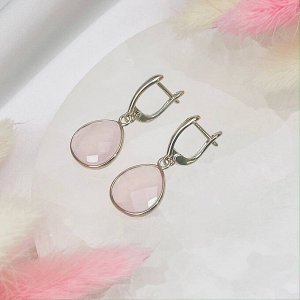 Серьги из камня Розовый кварц