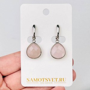 Серьги из камня Розовый кварц