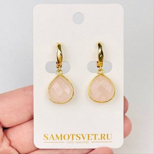 Серьги из камня Розовый кварц