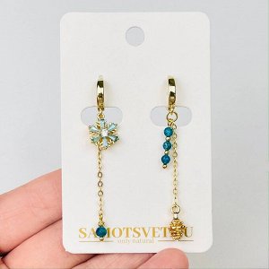 Серьги на цепочке из камня Апатит