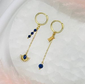Серьги на цепочке из камня Лазурит
