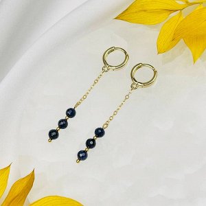 Серьги на цепочке из камня Сапфир