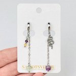 Радуга Самоцветов Серьги на цепочке из Флюорита