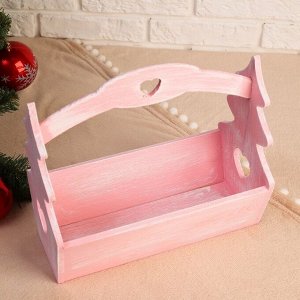 Ящик "Ёлочка", розовая кисть, 30-15-27 см
