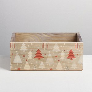Деревянный ящик без ручки «Ёлки», 24.5 - 14.5 - 9 см